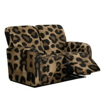 Jiueut Brown Leopard Pattern Recliner Loveseat Slipcover, Dustproof Recliner Armchair Covers Anti Slip 2 Seat Sofa Protection Universal Fit for Recliners