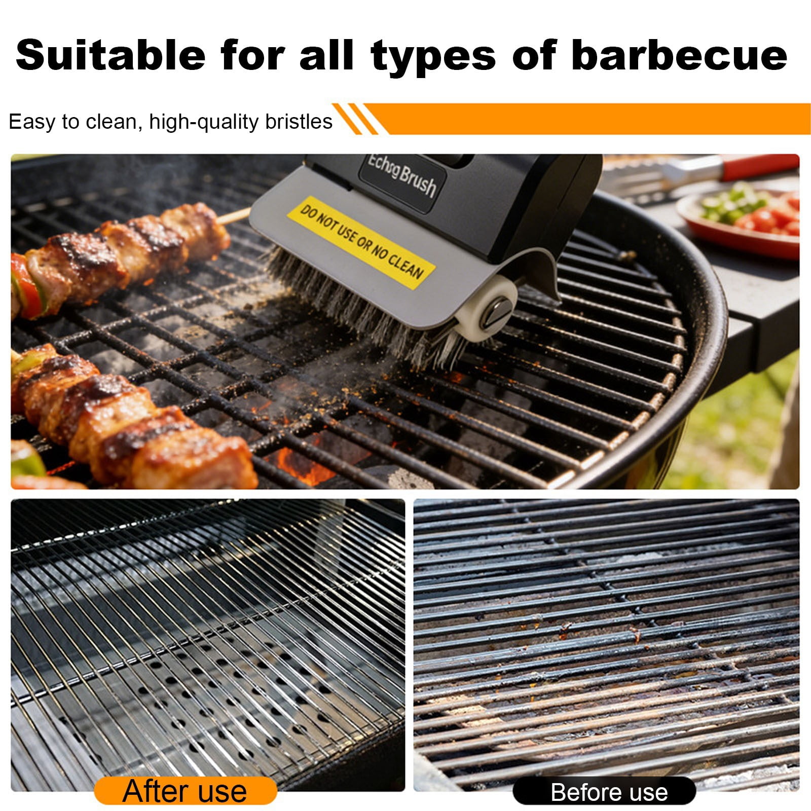 Electric Grill Brush, Heavy-Duty Cordless BBQ Brush with Stainless Steel Bristles, 2000mAh Rechargeable Battery,Motorized Grill Cleaner for Grates, Griddles and Smoker