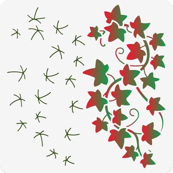 Ivy Leaves Painting Stencil 11.81 inch×11.81 Inch Plastic Hollow Out Painting Stencils for Crafts Reusable Stencils for Fabric Paper Canvas Furniture Wall Decors Art Mixed Color