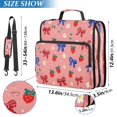 thumbnail image 3 of Water-Resistant 3-Ring Binder Organizer with Multiple Pockets Zipper Binder Bag for Office Bows and Strawberries Pattern, 3 of 8
