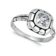 thumbnail image 4 of CHOOSE YOUR COLOR White CZ Square Bezel Cracked Bubble Ring .925 Sterling Silver Band Female Size 8, 4 of 4