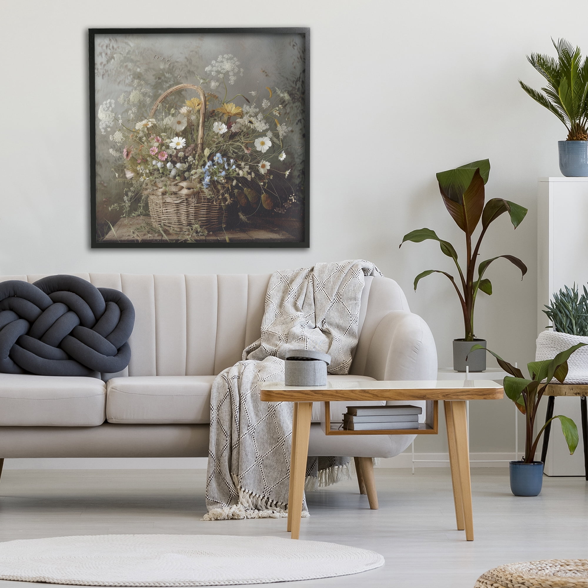 Stupell Industries Rustic Basket with Flowers Black Framed Giclee Art, design by Lazar Studio