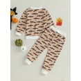 thumbnail image 4 of Wassery 2Pcs Toddler Boy Halloween Outfits Long Sleeve Bat/Ghost Print Sweatshirt + Pants Set Kid Clothes 3 4 5 6 7 Years, 4 of 8