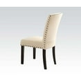 thumbnail image 2 of Contemporary Design Side Chairs 2pc Set Beige Upholstered Dark Oak Finish Legs Dining Furniture, 2 of 2