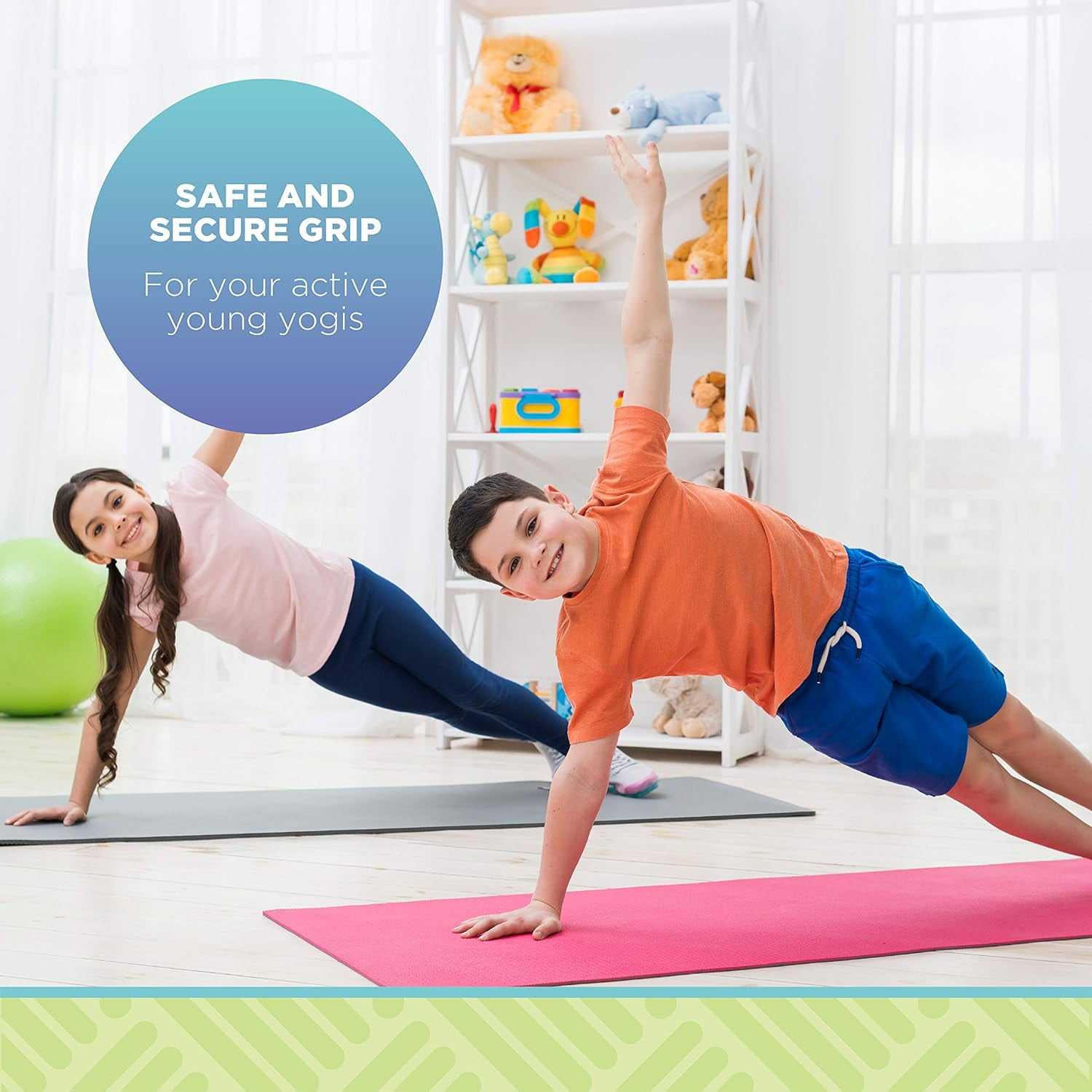 Sticky 60" x24" Yoga Mat - 3mm Thick Comfortable Workout Floor Mat for Kids - Foldable Yoga Mat for Yoga, Pilates, Gym and Stretching, Jelly Bean Panda