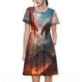 thumbnail image 1 of Balery Fire Sky Dragon Vestidos sueltos de manga corta para mujer, vestidos de verano 2025, vestidos casuales de corte A con vuelo., 1 of 6