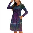 thumbnail image 1 of Robe à Encolure Carrée Fleur Fractale Mignonne Ample Imprimée Élégante Robe de Plage Fête Fleur de Vie Fleur Fractale, 1 of 5