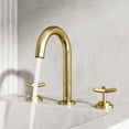 thumbnail image 4 of VIGO Jewel 9 in. H 2-Handle High-Arc Widespread Bathroom Faucet with Cross Handles in Matte Brushed Gold, 4 of 13