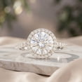 thumbnail image 3 of Rosec Jewels Lab Grown Diamond Halo Engagement Ring for Women - IGI Certified (2 Carat, E-VS1 Quality) - with Jewelry Box, 925 Sterling Silver, US 4.00, 3 of 8