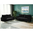 thumbnail image 4 of Koby Home's Collection Aspen Transitional Loveseat, Upholstered in Performance Velvet with Round Arms, Cushion Back, and Metal Legs, 2-Seater for Small Space, Charcoal Black Color, 4 of 4