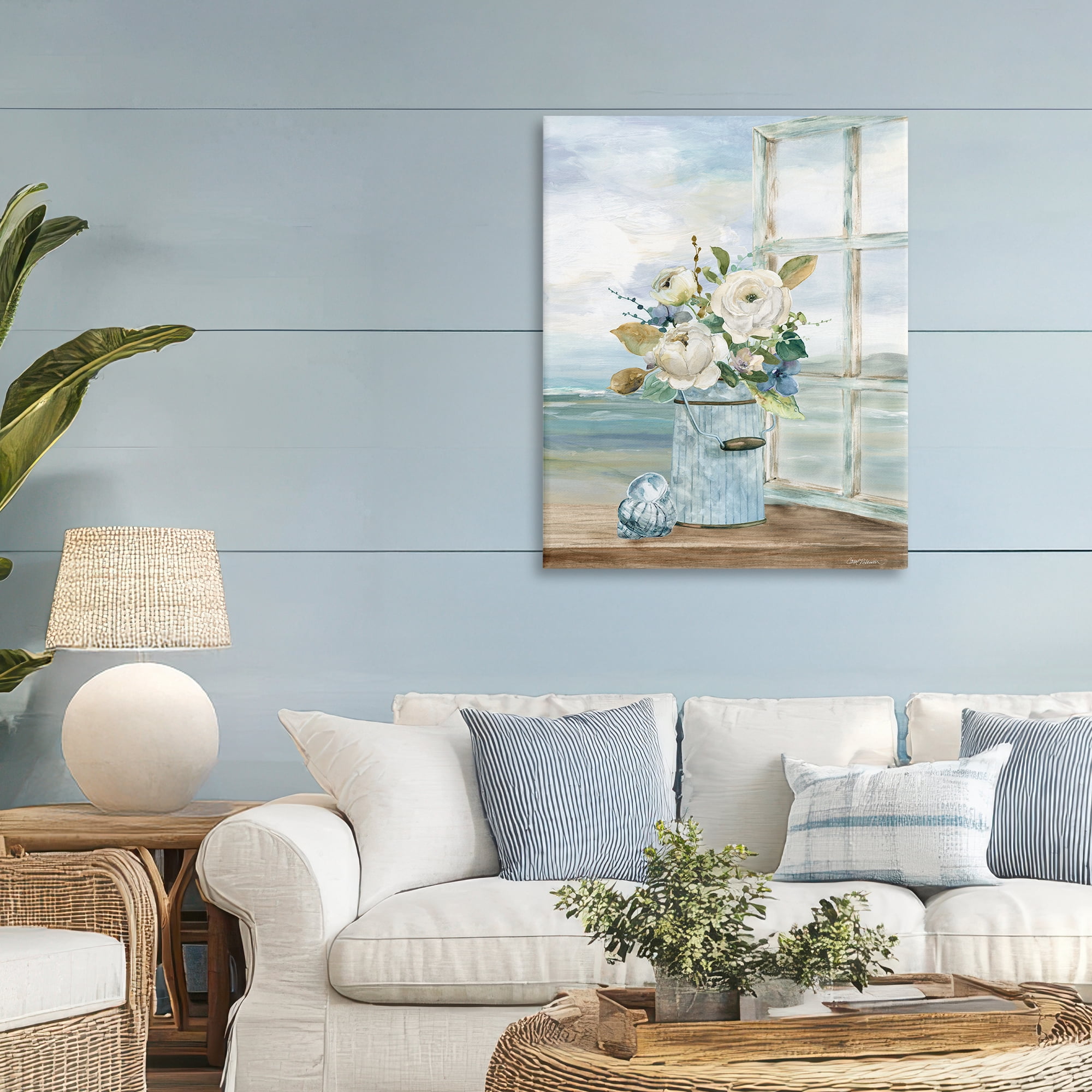 Stupell Industries Seaside Florals on Windowsill Canvas Wall Art, design by Carol Robinson
