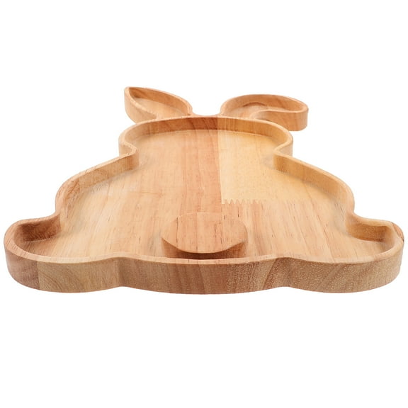 Easter Wooden Rabbit Plate Cute Wooden Tray for Snacks Fruits Parties Holidays Dinners