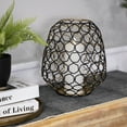 thumbnail image 3 of Northlight Small Geometric Cage Iron Pillar Candle Holder - 11" - Black and Gold, 3 of 6
