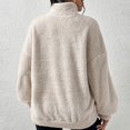 thumbnail image 5 of Yoodem Shirts for Women Womens Tops Women's Solid Color Plush Stitching Women's Solid Color Non Hooded Thickened Jacquard Long Sleeved Sweater Jacket Top Sweatshirt for Women Beige L, 5 of 8