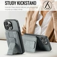 thumbnail image 4 of ELEHOLD for iPhone 15 Plus Wallet Back Case,RFID Blocking Flip Card Holders Strong Magnetic Retractable Wristband Strap Stand Function Shockproof Protective iPhone 15 Plus Cover,Gray, 4 of 9