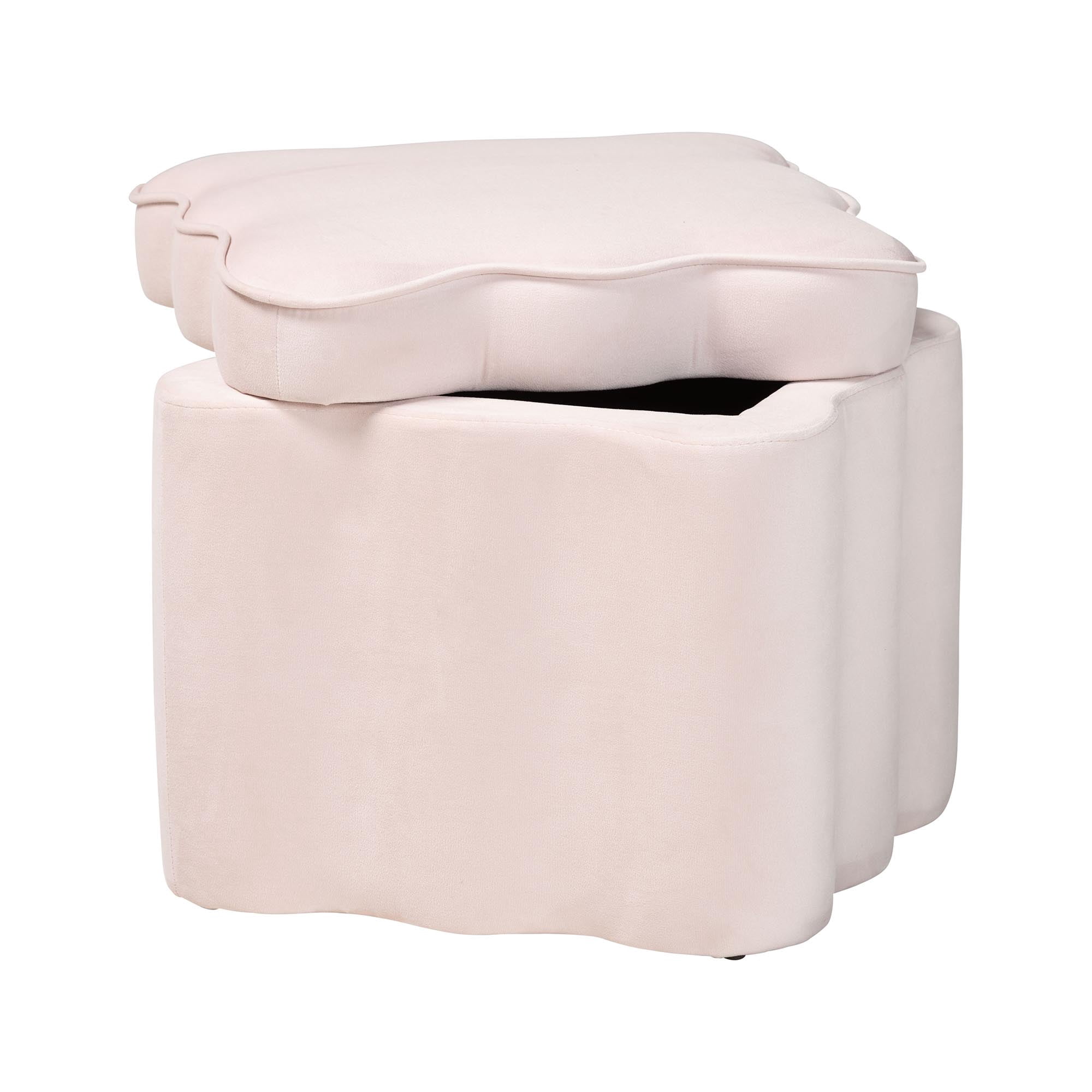 bali & pari Paulina Modern Luxe Storage Ottoman, Light Pink