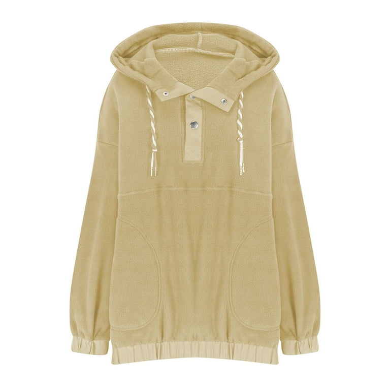 Fleece Pullover Plus Size Button Pullover Sweatshirt ODDI Burgundy