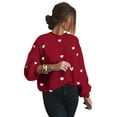 thumbnail image 2 of Women'S Oversized Heart Sweater Long Sleeve Crewneck Drop Shoulder Cute Knit Tops Jumper Red XXL, 2 of 8