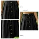 thumbnail image 5 of Falda larga plisada Botones delanteros de talle alto Falda plisada de color puro para mujer Lady Dating Negro M, 5 of 6