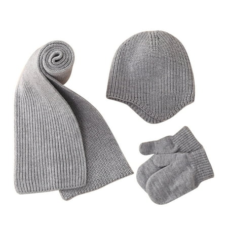 

Edvintorg 3-18Months Hat For Newborns Clearance Solid Color Knit Hat Warm Scarf Gloves Three Piece Thickened Pullover Hats Baby Photography Props