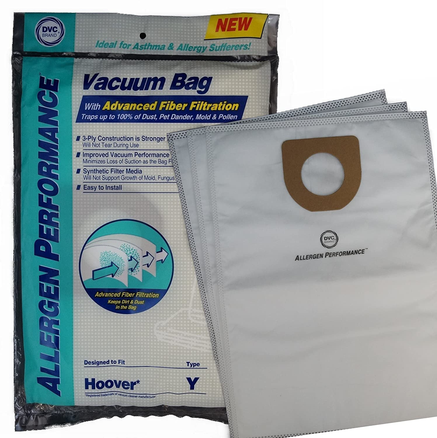 Hoover Style Q Synthetic HEPA Vacuum Cleaner Bags by DVC Made in USA 