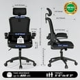 thumbnail image 2 of Fizzin Office Chair, Ergonomic Office Chair with High Back Mesh and Adjustable Lumbar Support, Home Mesh Office Desk Chairs with Wheels, Comfortable Gaming Chair for Long Hours (Deep Black), 2 of 18