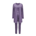 thumbnail image 6 of cfhntfmh Womens 3 Piece Pajama Sets Ribbed Knit Long Sleeve Cardigan with Tank Top Slim Leg Pants Outfits Loungewear Pjs Set, 6 of 6