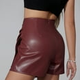 thumbnail image 6 of Blmnix Christmas Skirts for Women Asymmetrical Leather High Waisted Skirt Mini Brown Knee Length Skirts for Women,L, 6 of 9