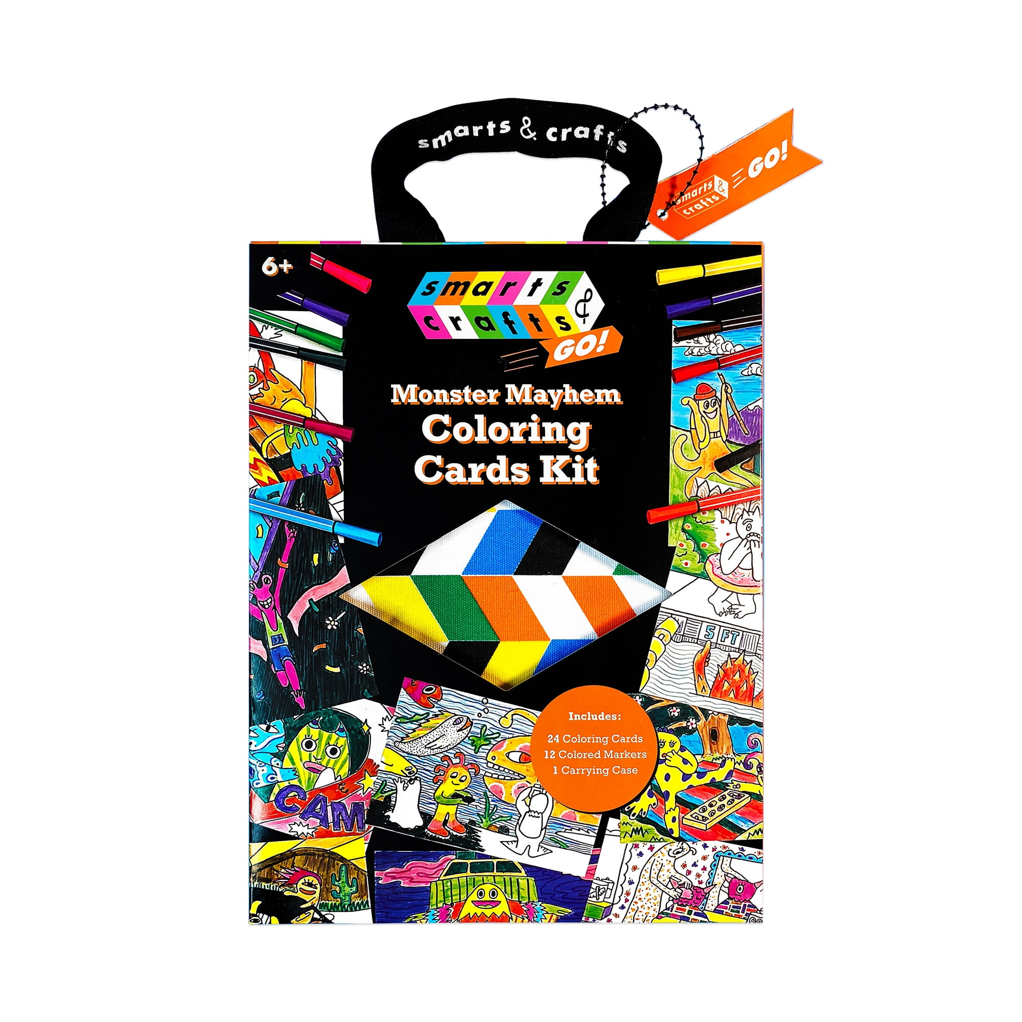 Smarts & Crafts Monster Mayhem Coloring Cards Craft Kit, 36 Pieces, Unisex, Kids & Teens