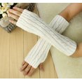 thumbnail image 1 of Guantes de lana tejidos con brazo sin dedos para mujer, manoplas de muñeca más cálidas para invierno, 1 of 1