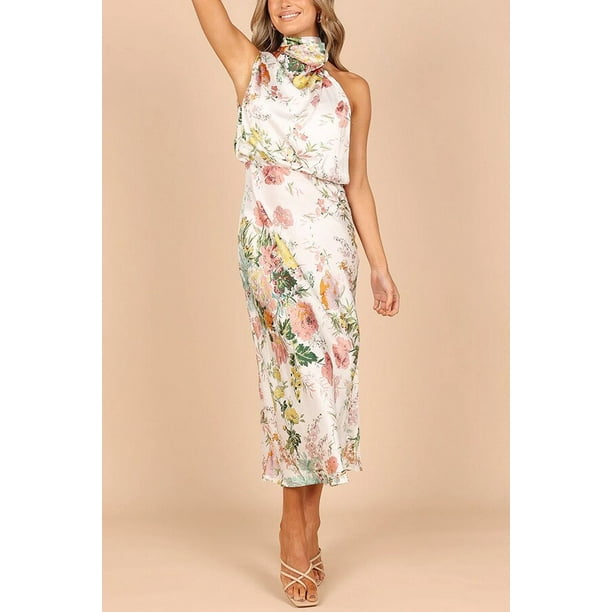 Women Summer Satin Sexy Long Dress Solid Color Fashion Sleeveless Halter Female Casual Elegant Midi Maxi Dress 2023L Gao Jinjia LED