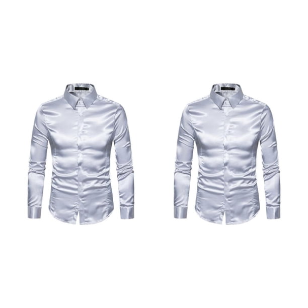 Sonducket Slim Fit Camisetas de manga larga para hombres - Camisa de satén para hombres transpirable y lavable a máquina Camisa formal de manga Type11 NO11