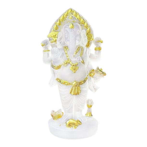 DIOS hindú estatua DIOS India Buda estatuilla decoración Blanco translúcido Gloria Estatua de Buda