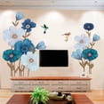 thumbnail image 5 of White Blue Flower Wall Sticker Flying Birds Floral Plant Wall Sticker, 5 of 5