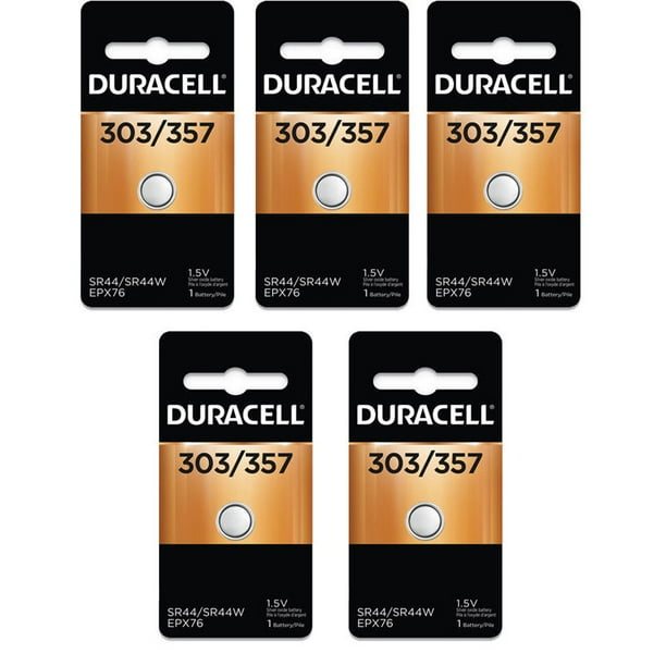 5 Duracell 357/303 LR44 A76 PX76 SR44W/SW AG13 Silver Oxide Battery