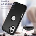 thumbnail image 5 of for iPhone 16 Plus Case, Phone Case iPhone 16 Plus, Heavy Duty 3 in 1 Full Rugged Shockproof Hybrid Hard PC Soft Rubber Bumper Corner Drop Protection Grip Girls Women Boys Men,Black, 5 of 8