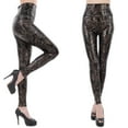 thumbnail image 5 of Trendy Women's Faux Leather Snake Print Ankle Length Tights High Waist Stretchy Wet Look Glossy Leggings Pants, 5 of 8