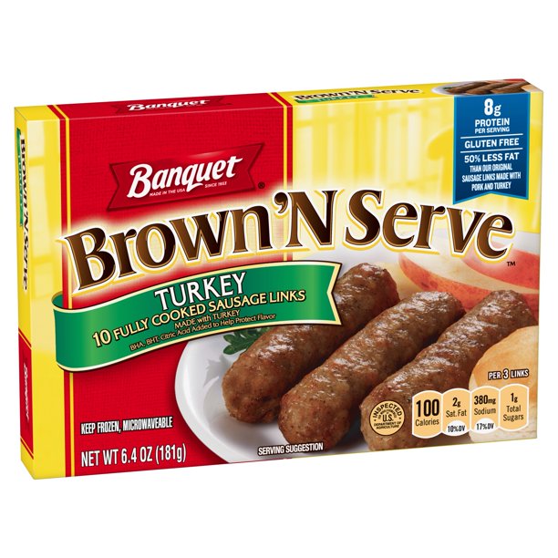 Banquet Brown 'N Serve Turkey Fully Cooked Sausage Links, 10 count, 6.4 oz