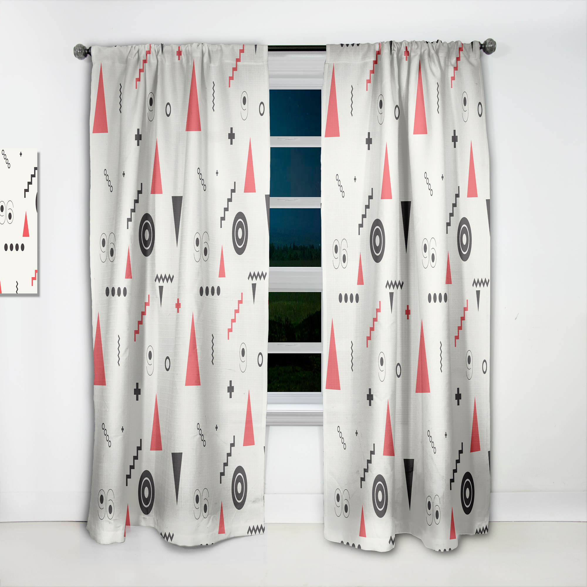 Designart 'Retro Triangular Design III' Mid-Century Modern Curtain Panel