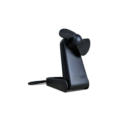 - O2COOL Personal Battery Pocket and Table Desk Fan - Carabiner Clip - Flip Down Stand - Quiet - Foam Blades - Black