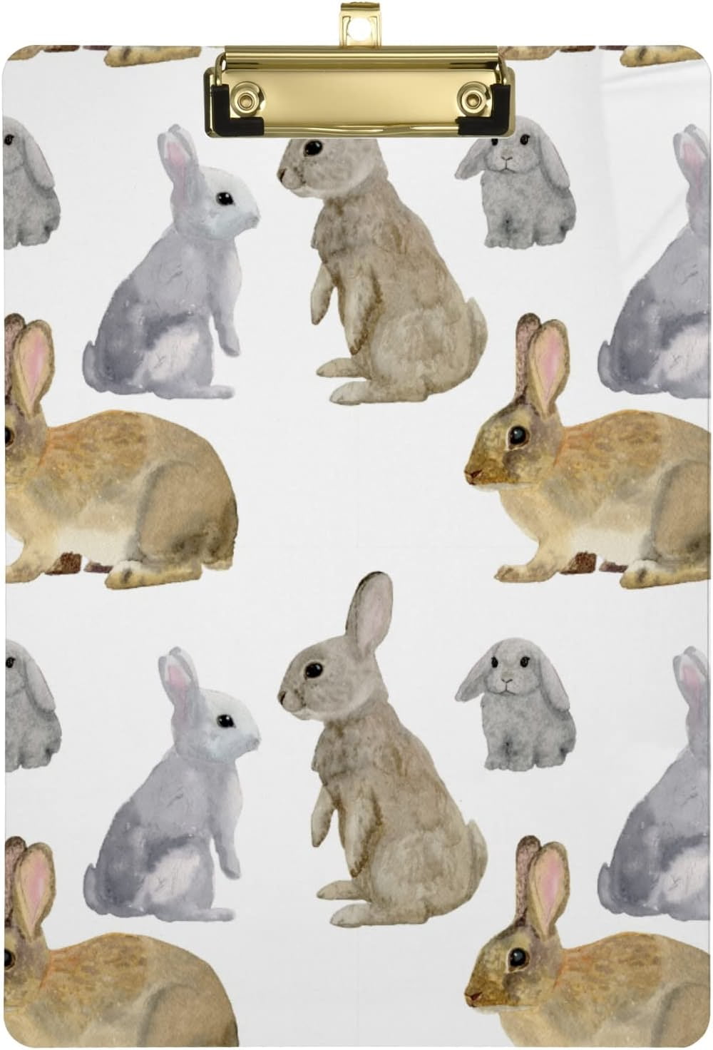 FMSHPON Easter Cute Gray Rabbits Clipboard Hardboard Wood Nursing Clip