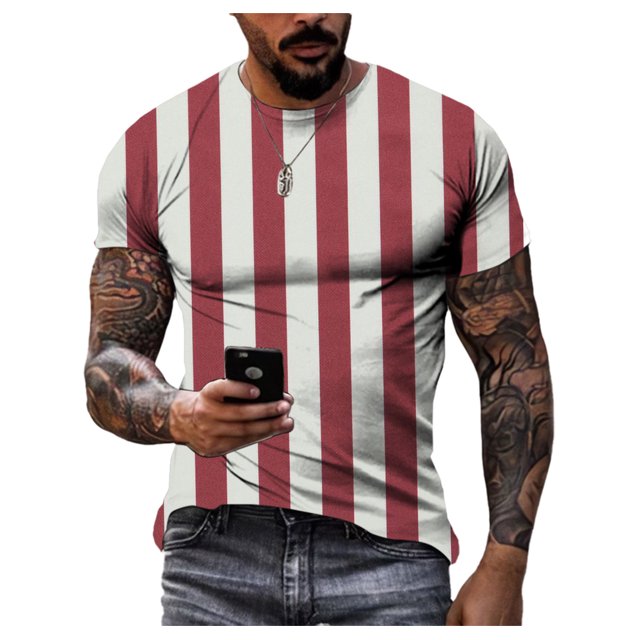 Nouveau T-Shirt d'Été Mode Personnalité Impression 3D pour Hommes Manches Courtes Décontracté Confortable Classique Rétro Col Rond Grande Taille
