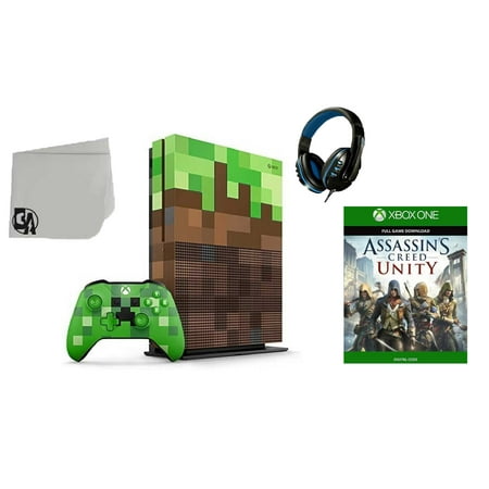 23C-00001 Xbox One S Minecraft Limited Edition 1TB Gaming Console with Assassin's Creed- Unity BOLT AXTION Bundle Used