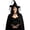 B, variant on Witch Costume for Women Halloween with Distressed Hat and Black Hooded Cloak Cape. Includes Spider Lace Gloves and Antique Style Pendant Choker. 4PC Witch-Accessory Set