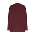 thumbnail image 4 of Sweatshirts for Women Pleated Collar V-Neck Solid Color Casual Loose Long-sleeved Top,Tops for Women Wine, 4 of 5