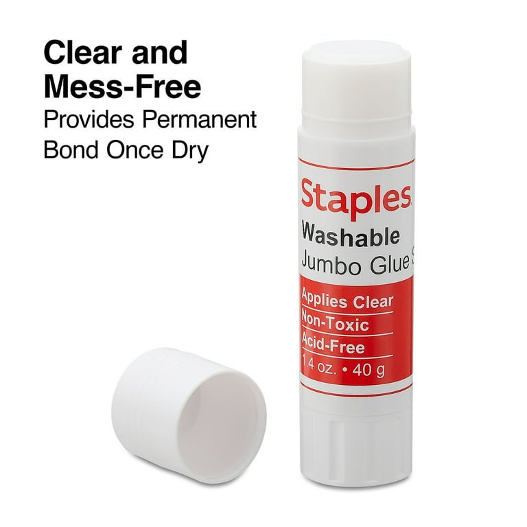 Staples Washable Glue Sticks Jumbo Clear 1.4 oz 6/Pack (19959) 19959-CC