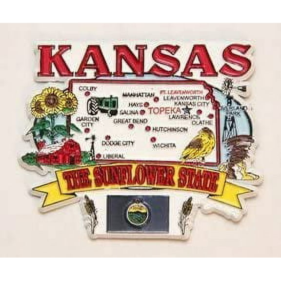 Kansas State Elements Map Fridge Collectible Souvenir Magnet jks