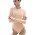 thumbnail image 3 of XINQIHANG Justaucorps à Manches Longues à Col Rond pour Femmes, Extensible, Coupe Ajustée, T-Shirt, Double Couche, String Aguichant, Hauts de Justaucorps, 3 of 5