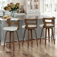 thumbnail image 4 of Dycanpo 26" Counter Height Bar Stools Set of 3, Swivel Counter Stools with Back for Kitchen Island, White, 4 of 10