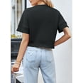 thumbnail image 3 of Arvbitana Women's Short Sleeve Knit T-shirts Solid Color Crew Neck Loose Sweater Shirts Teen Girls Casual Pullover Tops Streetwear, 3 of 6